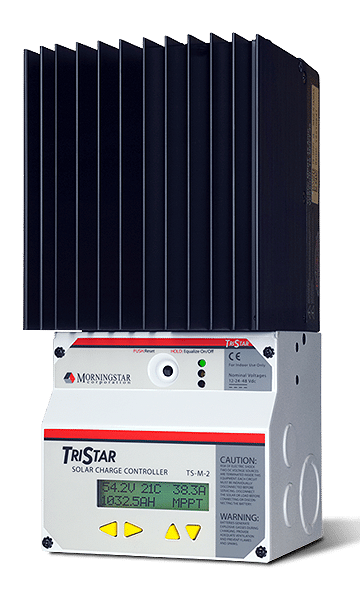 TriStar MPPT solar charge controller with meter (angled)