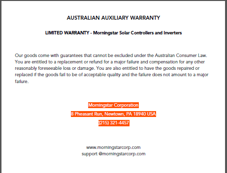 Australian Warranty